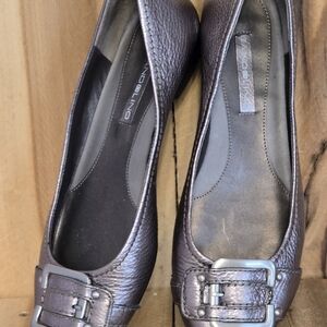 BANDOLINO Womens 7 M Metallic Sizzle Pewter Silver Ballet Flats BDLIKETHIS